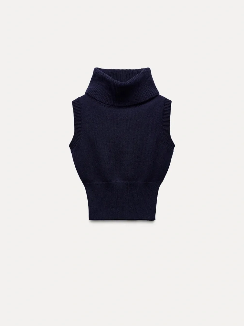 Zara Sleeveless High Turtleneck Sweater Vest in Dark Navy - Picture 2 of 4